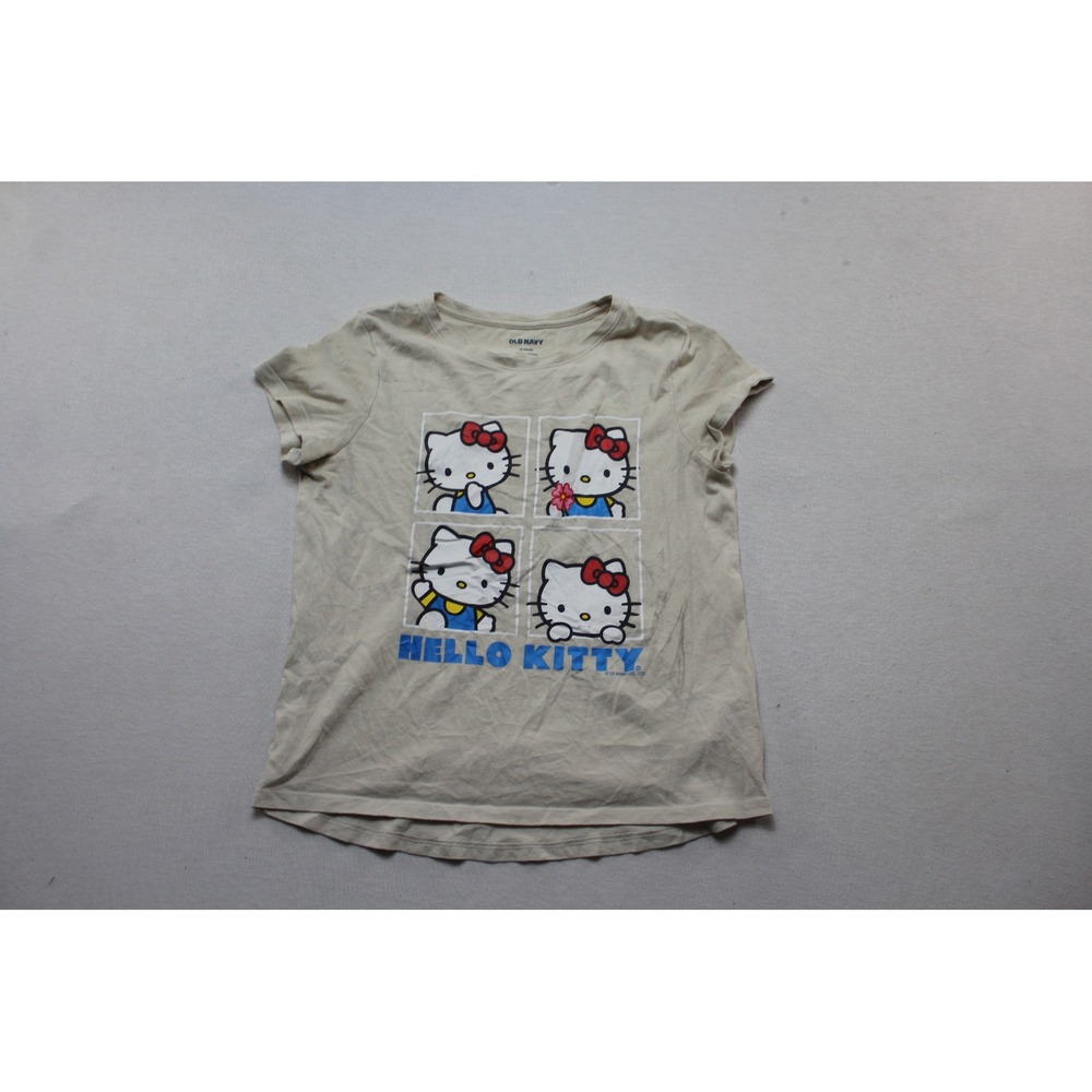 Old Navy Graphic Tee Girls Extra Large Tan Good Hello Kitty Sanrio Short Sleeve